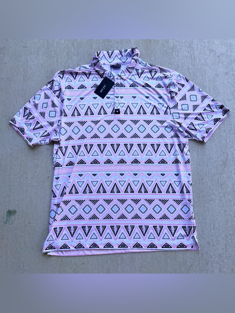 Bad Birdie Golf Polo Cruz Men Size 3XL Aztec All Over Print Stretch